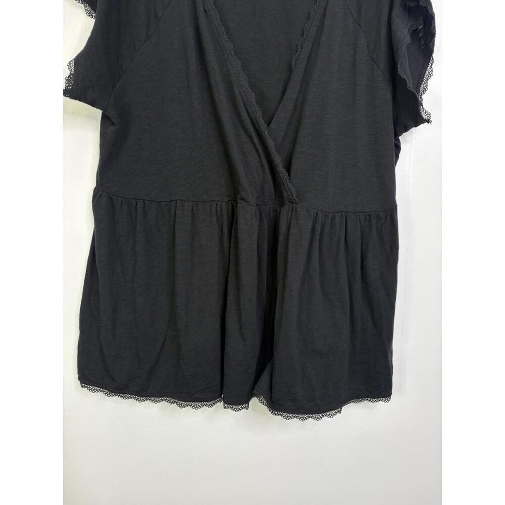 Torrid Top Womens 4X Surplice Babydoll Lace Trim Peplum Stretch Lightweight - Picture 8 of 11
